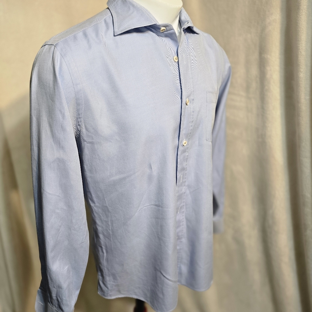 Lawrence Covell Hartford Blue twill Premium Fabric Dress Shirt Men's XL